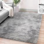 FVVRAX Area Rugs Living Room Rug, Soft Fluffy Shaggy Bedroom Rug Floor Carpet, Large Carpets for Kids Girls Dorm Nursery Bedside Rug, 122x183cm, Tie Dyed Light Grey