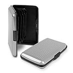 RFID Blocking Anti Scan Aluminium Security Wallet Card Holder Hard Case for Credit Debit ID UK EU Driving License Oyster Travel Points Business Cards and Bank Notes 7 Colours (Silver)