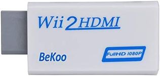 BeKoo Wii to HDMI Adapter Converter Wii2HDMI Support 1080P 720P 3.5mm Audio Video Output - Supports All Wii Display Modes (White-Blue)