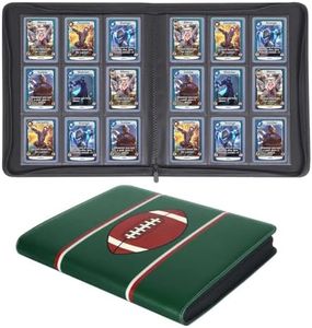 Famard 9-Pocket Toploader Binder for Sports Cards, Top Loader Football Cards Storage Album Compatible with 288 3"x4" Hard Plastic Card Sleeves (Green-Football)