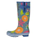 Evercreatures Rain Boots For Women Waterproof Boots Garden Shoes Outdoor Use with Comfortable Insole Knee High Rubber Rain Boot Gumboots Rain Footwear Wellies, Blue, 7