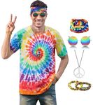 Hippie Costume for Men Women Funny Tie Dye Peace Adult Comfortable Headband XXL