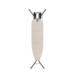 Brabantia Ironing Board A, 110x30cm - Denim Grey | 100% Fairtrade Cotton | Compact & Stable Design | Adjustable Height & Steam Iron Rest | Child & Transport Locks
