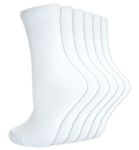 SIX pairs Girls Boys Plain Navy Black Grey White Casual Wear School Wear Cotton Blend Ankle Socks (4-6 years, White)