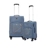 Verage Optimus Set of 2 (Small Cabin + Medium Check-in) Combo Space Grey Soft Sided Luggage Trolley Bag for Travel with Expandable & Anti Theft Zipper Suitcase Spinner for Men and Women