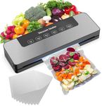 Vacuum Sealer Machine with 65kPa Suction | 5 Modes – Vac, Seal, Rice, Wet, Dry | Includes 10 Bags | Food Saver for Meat, Veg, Grains (Vacuum Sealer With 10 Bags)
