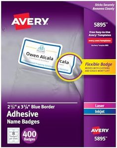 Avery Flexible Printable Name Tags, White with Blue Border, 400 Removable Name Badges (05895)