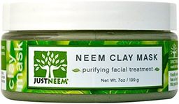 justneem, French Clay Mask with Neem, for Blemishes, Blackheads, Rashes; for Irritated and Stressed Skin; Deeply Cleansing and Rejuvenating; Rosemary, Lavender, Eucalyptus Essential Oils, 3.4 oz