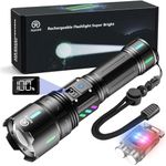 Jayxinli Torches LED Super Bright 500000 Lumen with LCD Power Display, Rechargeable, Powerful, High Power, 5 Light Modes, Zoomable