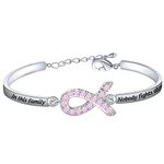 BNQL In This Family Nobody Fights Alone Bracelet Cancer Awareness Bracelet Cancer Survivor Gift (In This Family Nobody Fights Alone Bracelet Silver)