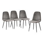 AINPECCA Set of 4 Dining Chairs Velvet Fabric Thickened Cushion Backrest with Metal Legs Living Room Lounge Home (Gray,4)