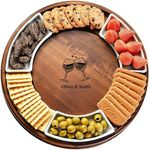 Shanik Acacia Wood Lazy Susan Cheese Board – Rotating Serving Platter for Cheese, Charcuterie, Appetizers, and Snacks, Entertaining, Parties, and Family Gatherings