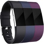 Yandu Replacement for Fitbit Charge 2 Strap (3 Pack), Watchbands Soft Comfortable Accessory Straps for Fitbit Charge 2 (05, 3PC(Black+Blue+Plum), L)