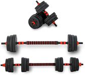 Fit Theory Adjustable Dumbbells - 66LBs Weight Set - Dumbbell Set Can Be Used as a Pair of Dumbbells or Converted into a Barbell - Weights for Home Gym with Limitless Fitness Workout Options