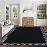 renoazul® Rugs for Living Room with Large Heavy Duty, Non-Slip and Washable, Geometric Kitchen and Bedroom Decor Anti-slip Rug | 120 x 170 cm Non-Shed Low Pile Hallway Accessories - Greeky Black Grey