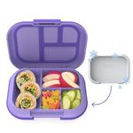 Bentgo Kids Chill Leak-Proof Lunch Box - Included Reusable Ice Pack Keeps Food Cold; 4-Compartment Bento Lunch Container; Microwave/Dishwasher Safe; 2 Year Manufacturer's Warranty (Purple)