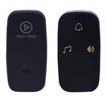 Tech Vibes Wireless Door Bell Home Calling Bell for Home Office Use Battery-Free Long Operating Distance 38 Chimes, LED Light, 4 Level Volume-1 Receiver 1 Push Button NO BATTERIES REQUIRED- Black