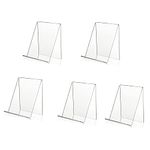 Wanfoou 5 Pcs Clear Acrylic Book Stand,Clear Acrylic Easel Display Stand,Multi-Functional Display Easel,Acrylic Ledge Shelf Display Bookshelf Acrylic Display Rack for Displaying Artworks,Books,etc.