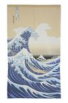 NARUMI 鸣海 Made in Japan Noren Curtain Tapestry Ukiyoe Hokusai The Great Wave Kanagawa