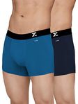 XYXX Cotton Regular Solid (Pack of 2) (Aero Trunks for Men Combo_Brillant Blue + Black Iris_XL)