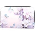 Womens Medium Faux Leather RFID Protected Money Credit Card Animal Purse - Butterfly