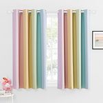 NICETOWN Kitchen Curtains for Small Window - Set of 2 Short Curtains,Rainbow Stripes Desigh Stylish Colourful Nursery Curtain Panel for Girls Bedroom/Dorm/Party Decor (W52 x L45)