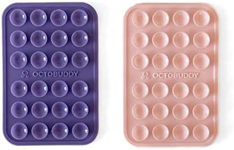 OCTOBUDDY || Silicone Suction Phone Case Adhesive Mount || (iPhone and Android Cellphone case Compatible, Hands-Free Mobile Accessory Holder for Selfies and Videos) + Fidget Gift (Pack of 2)
