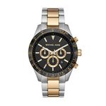 Michael Kors Layton Stainless Steel Watch, Two-Tone & Black Chronograph, One Size, Layton Chronograph Stainless Steel Watch