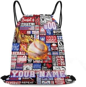 ZCJB-WSRY Custom Baseball Drawstring Backpack for Kids Boys Girls Women Men