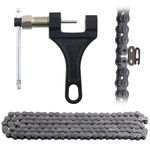 Swpeet 2Pcs 59" 420 Standard Roller Chain Motorcycle Chain 132 Links and Chain Breaker Assortment Kit, Carbon Steel Drive Chain Fits for 110cc 125cc Dirt Pit Bike ATV Quad Go Kart Scooter