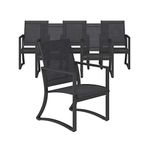 Cosco Outdoor Furniture, Patio Dining Chairs, 6 pack, Steel, Navy Sling