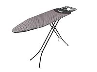 Russell Hobbs LA043153BLK Folding Ironing Board - XL Iron Rest, Compact Vertical Storage, Adjustable Height, 122 x 38cm, Anti-Slip Feet, Lightweight, Collapsible Ironing Table, Geometric Pattern