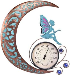 MUMTOP Outdoor Thermometer, Large Fariy Decor for Patio, Yard and Garden