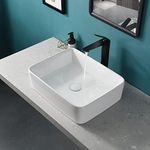 Davivy 19''X 14.5'' Rectangle Vessel Sink with Pop Up Drain,Bathroom Vessel Sinks,White Vessel Sink,Bathroom Sinks Above Counter,Ceramic Vessel Sink,Counter Top Sink,Sink Bowls for Bathroom