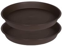 Angde 2 Pack of 14 Inch Bird Bath Tray, 10 12 14 16 18 20 Inch Large Plastic Bird Bath Bowls Only, Deep Durable Birdbaths for The Garden, Plant Trays for Planter 12-15" (14", Brown)