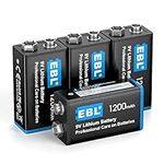 EBL 4 Pack 9V Lithium Batteries 120