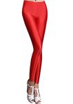 Laeyzuo Women's Fluorescent Colors Leggings Tights Yoga Sports Leggings Pants (Red, Large)