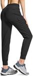 CQR Women's Hiking Outdoor Pants, Lightweight Stretch Cargo Pants with Zipper Pockets, Water Resistant Athletic Pants WBP102-BLK M