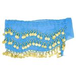 PAITOK Belly Dancing Hip Scarf, Women's Belly Dancing Belt with 128 Gold Coins Dancer Scarf Costumes Girls Dance Skirt Wrap Belt