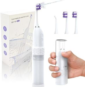 Electric Toothbrush with Water flosser, 2 in 1 Teeth Cleaning Kit, Cordless Toothbrush and Water flosser Combo with Water Bottle, 3+4 Smart Modes, IPX7 Waterproof, Portable Toothbrush for Travel and Home(White)