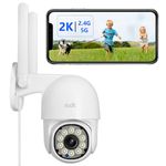 eudic 4MP 2K Security Camera Outdoor, 2.4G/5G WiFi Wired,SD/Cloud Storage CCTV Camera with Pan-Tilt 360° View, 20M Infrared/Color Night Vision, Motion Detection & Auto Track, 2 Way Audio (1 Pack)