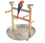 KSK Bird Perches 22" Natural Wood Play Stand Gym Parrot Playground Playgym Playpen Playstand Swing Bridge Wood Climb Ladders Wooden Conures Parakeet Macaw African Grey.