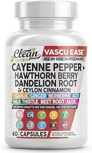 Clean Nutra Cayenne Pepper Capsules Supplement with Hawthorn Berry, Dandelion Root, Ceylon Cinnamon, Garlic, Ginger, Berberine, Apple Cider Vinegar, Milk Thistle, Beet Root, Aloe Vera Pills & More