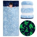 Kids Sleeping Bag for Boys, Dinosaur Sleeping Bags for Kids 10-12, Glow in The Dark, Sleeping Bag for Kids with Pillow Pocket, Ages 3+, Extra Soft Sleeping Bag for Toddler - Kids Blanket (66'' x 60")