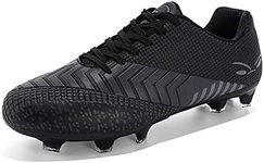 GWMDKI Men's Football Boots Unisex Breathable Spike Professional Athletics Football Trainers Sneakers Outdoor Football Shoes for Teenager Black 6.5UK