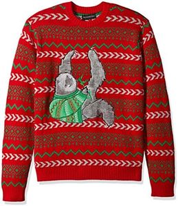 Blizzard Bay Men's Ugly Christmas Sweater Sloths, Red/Ivory, Large