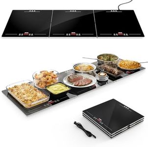 ODSD Food Warmers for Parties Buffet, 47"x15" Extra-Long Warming Mat for Food,3-in-1 Electric Warming Tray with Independent Temp Control, Multi-Surface Protection (Not for Glass)