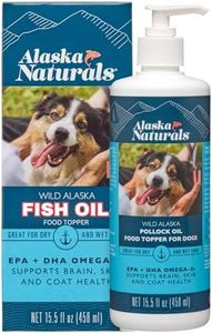 Sustainable Wild Alaskan Fish Oil for Dogs Skin and Coat – EPA + DHA Omega 3 Oil - Fatty Acids Dog Supplements - Support Fur Coat and Brain Health - Natural Liquid Food Topper for Pets – 15.5 oz. Pump