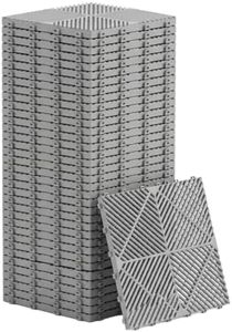 CarTrax FX 6-Piece/34-pice 15.75 x 15.75-Ribbed Garage Tile (34, LIGHT GREY)