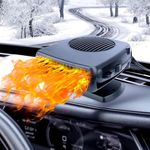 2026 New Upgraded Portable Car Heater for Vehicle, 12V Car Heater Portable（ Plugs into Cigarette Lighter）, Portable Heater for Car, 360° Rotatable Car Defroster Windshield Heater (Black Black)